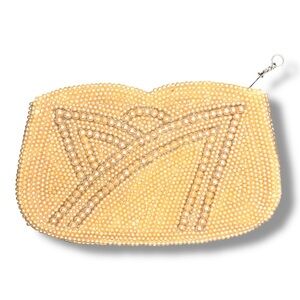 Vintage K And G 1940s Beaded Mini Bag Made In Japan Ivory Cream Pinup Wedding